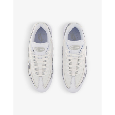 Shop Nike Air Max 95 Panelled Leather, Canvas And Mesh Low-top Trainers In White
