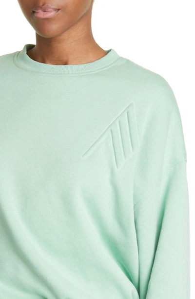 Shop Attico Logo Oversize Cotton Sweatshirt In Sage Green