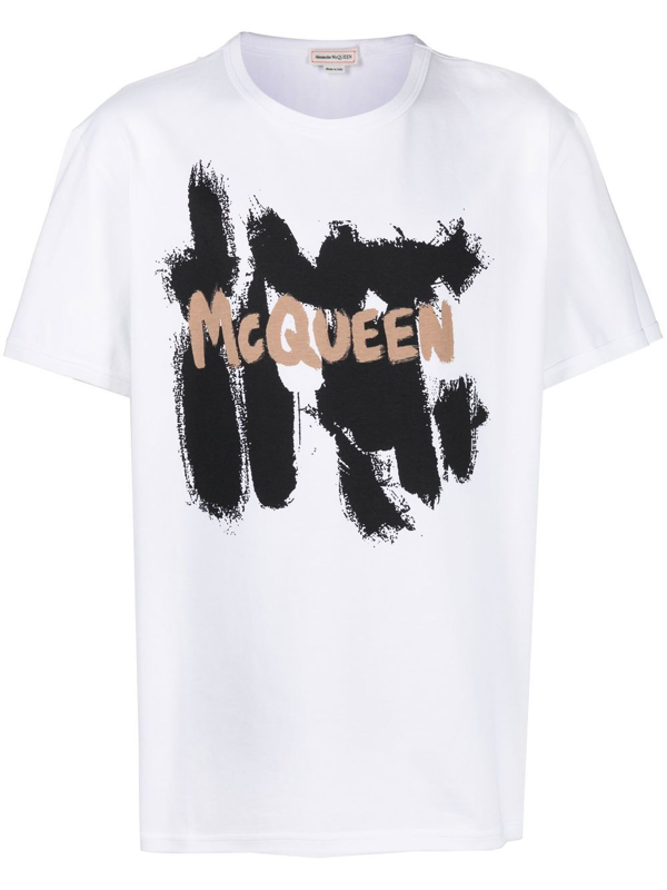 Alexander McQueen graffiti-print short-sleeved shirt - White