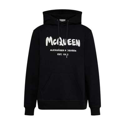 Shop Alexander Mcqueen Hoodie In Black Ivory