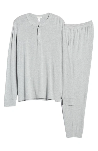 Shop Eberjey Henry Jersey Knit Pajamas In Heather Grey