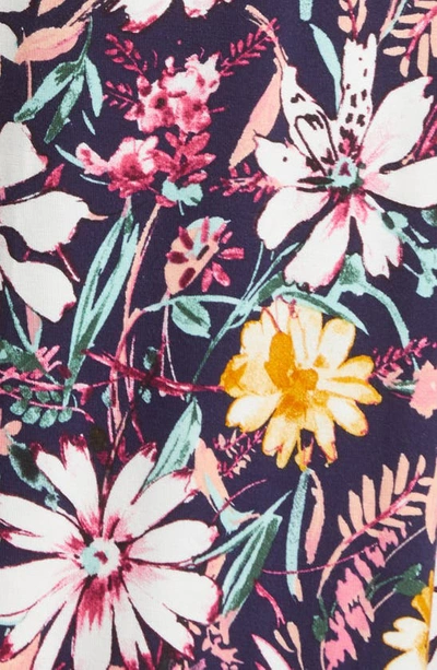 Loveappella Floral Print Empire Waist Jersey Maxi Dress In Navy Multi