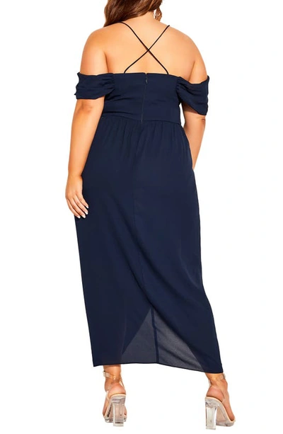 City Chic Entwine Cold Shoulder Dress In Navy