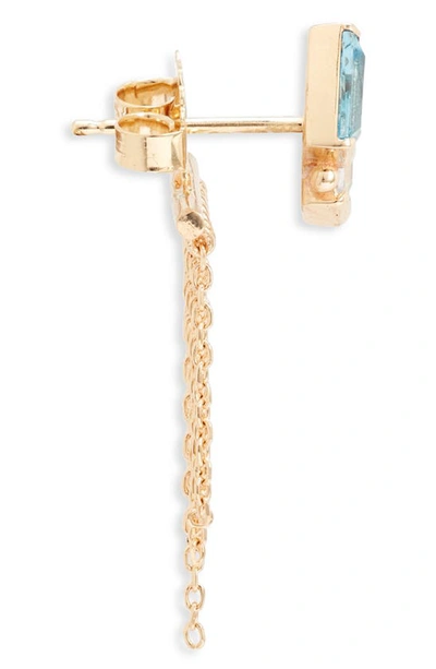 Shop Anzie Deux Carré Topaz Fringe Drop Earrings In Blue Topaz