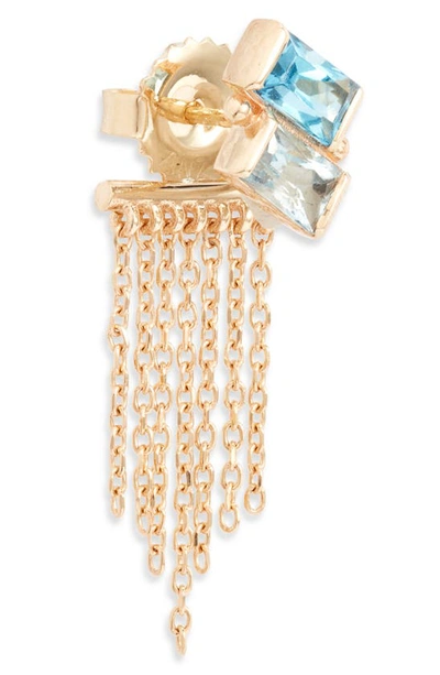 Shop Anzie Deux Carré Topaz Fringe Drop Earrings In Blue Topaz