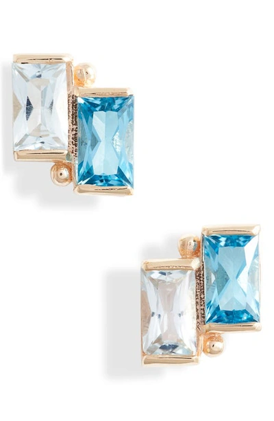 Shop Anzie Cléo Duo Stud Earrings In Swiss Blue Topaz