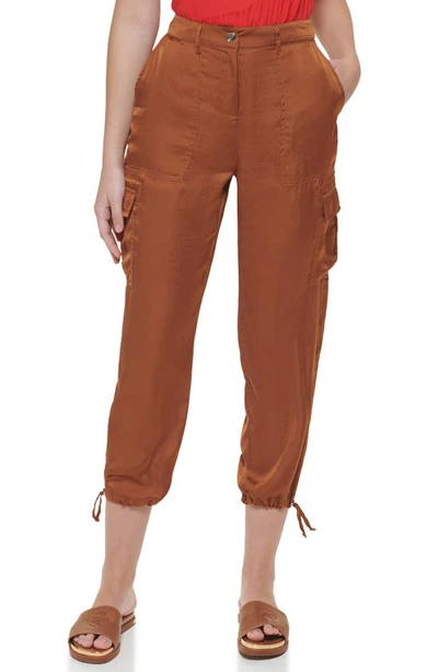 Shop Dkny Crop Cargo Pants In Nutmeg