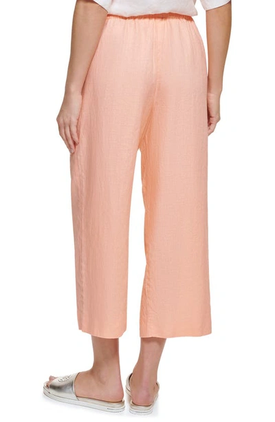 Dkny Pull-on Drawstring Crop Linen Pants In Flamingo