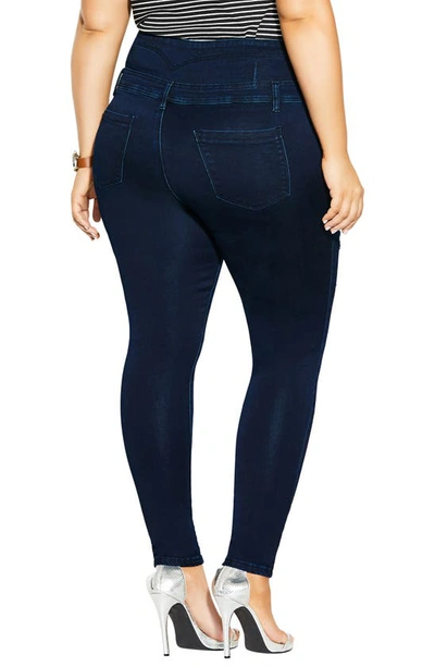 Shop City Chic Asha Ripped Skinny Jeans In Dark Denim