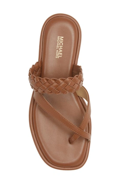Shop Michael Michael Kors Alba Braide Slide Sandal In Luggage