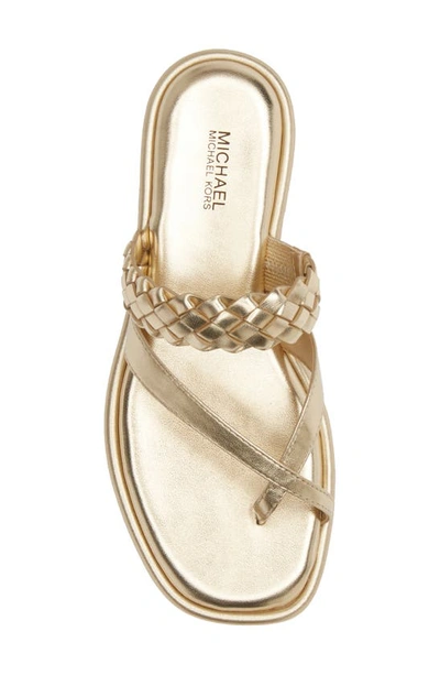 Shop Michael Michael Kors Alba Braide Slide Sandal In Pale Gold