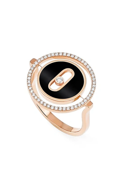 Messika Lucky Move 18-karat Rose Gold, Onyx And Diamond Ring In Pink Gold