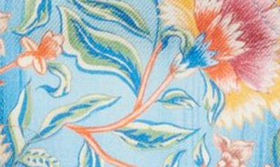 Shop Rabanne Floral Print Cotton Shorts In Blue Indian Flower