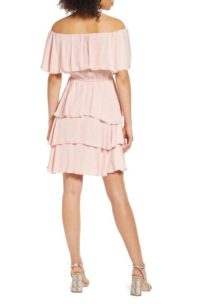 Shop Sam Edelman Off The Shoulder Tiered Dress In Blush