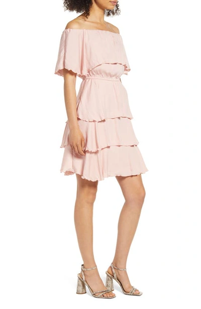 Shop Sam Edelman Off The Shoulder Tiered Dress In Blush