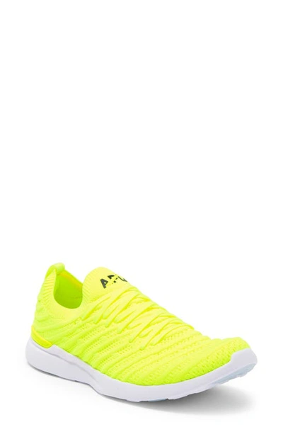 Apl Athletic Propulsion Labs Tracer Neon Techloom And Neoprene Running Sneakers In Energy / Black / White