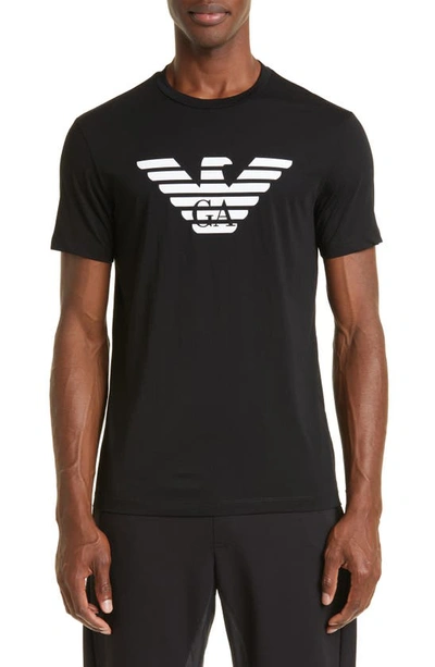 Shop Emporio Armani Logo Cotton T-shirt In Solid Black