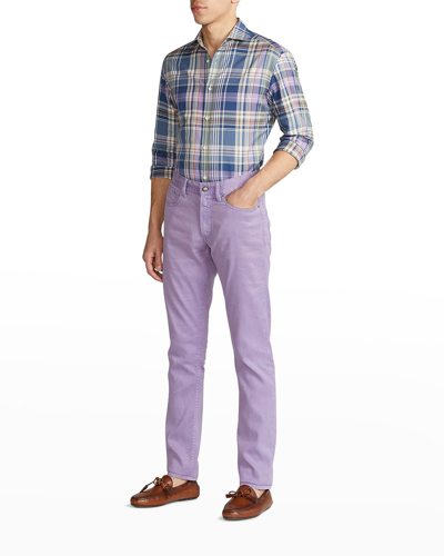 Shop Ralph Lauren Purple Label Men's Slim Fit Linen-cotton Stretch Jeans In Purple Haze