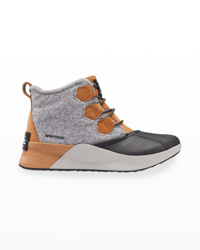 Shop Sorel Ona Leather Lace-up Sport Booties In Camel Brown Black