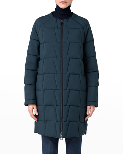 Shop Akris Reversible Techno-quilted Puffer Jacket In Gallus Green-navy