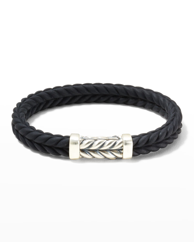 Shop David Yurman Men's Rubber Chevron Link Bracelet, 9mm In Black