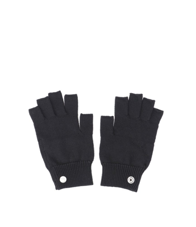 Shop Rick Owens Ribbed Knit Fingerless Gloves In Black