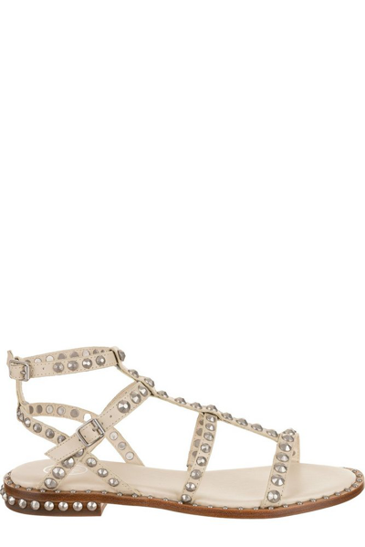 Shop Ash Precious Embellished Buckle Fastened Sandals In White