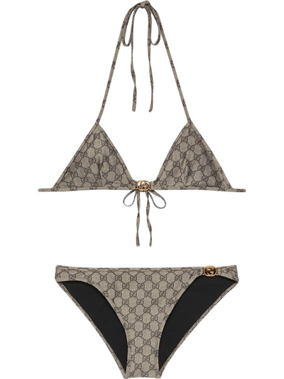 Shop Gucci Bikini Con Gg In Beige