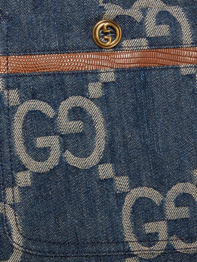 Shop Gucci Shorts In Denim Jumbo Gg In Blue