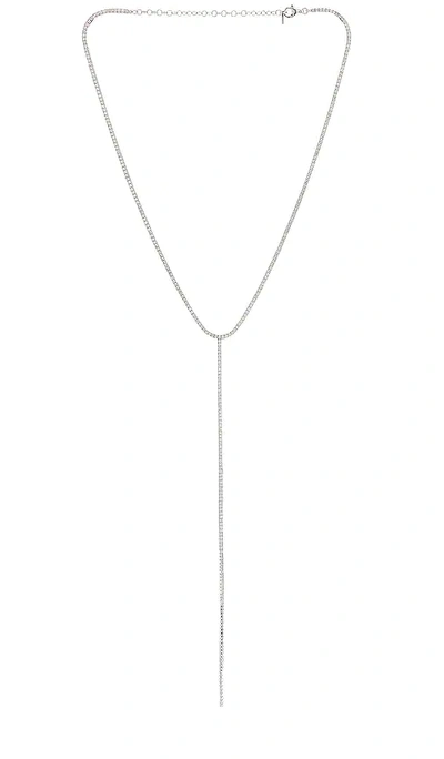 Shop Adinas Jewels Tennis Lariat Necklace In Silver