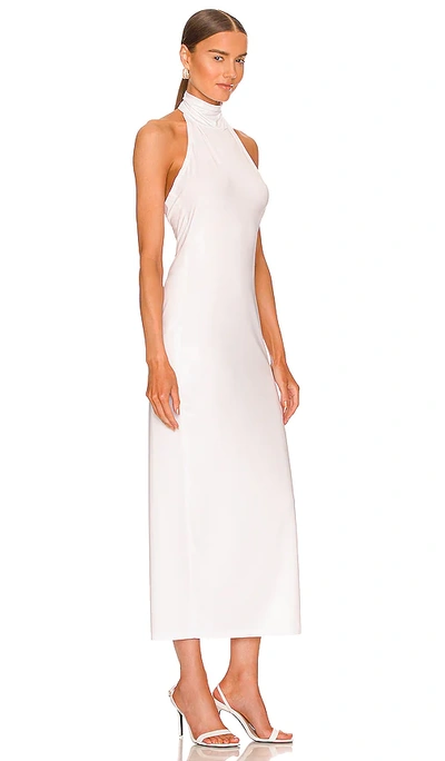 Shop Norma Kamali Halter Turtle Side Slit Gown In White