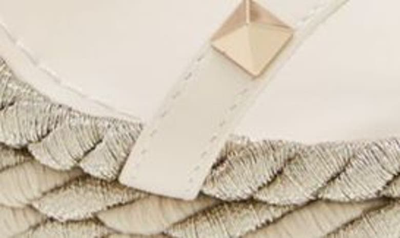 Shop Valentino Rockstud Torchon Wedge Sandal In I16 Light Ivory