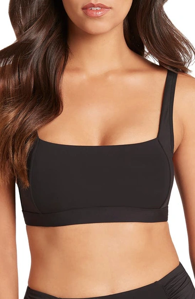 Sea Level Square Neck Bralette Bikini Top In Black