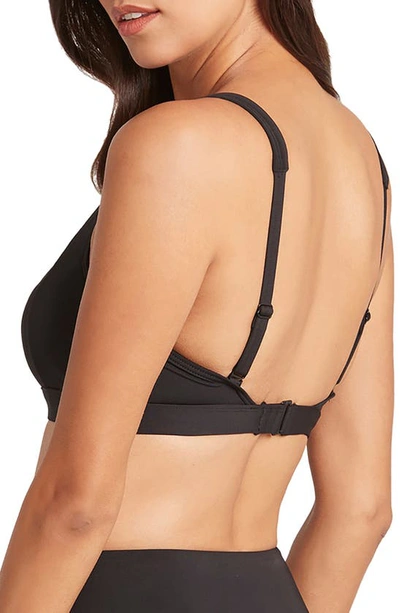 Sea Level Square Neck Bralette Bikini Top In Black