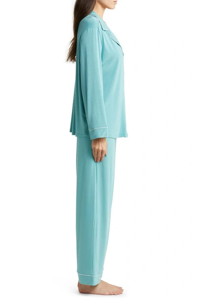 Shop Eberjey Gisele Jersey Knit Pajamas In Ocean Bay/ Ivory