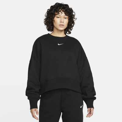 Shop Nike Women's  Sportswear Phoenix Fleece Over-oversized Crew-neck Sweatshirt In Black