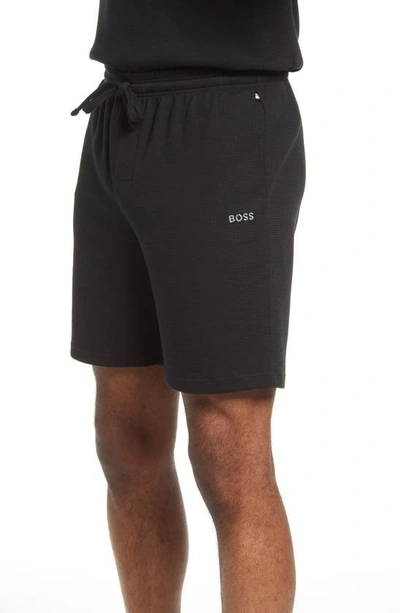 Shop Hugo Boss Waffle Knit Shorts In Black