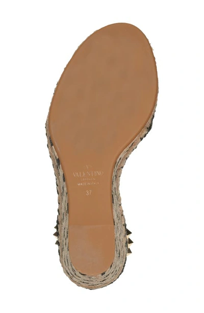 Shop Valentino Rockstud Espadrille Wedge Sandal In Nero