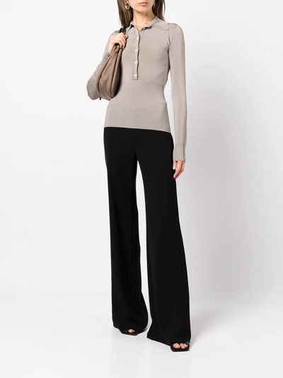 Shop Peter Do Classic-collar Front-button Knitted Top In Neutrals