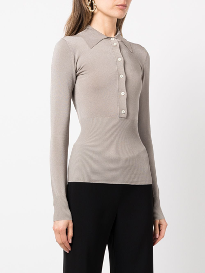 Shop Peter Do Classic-collar Front-button Knitted Top In Neutrals