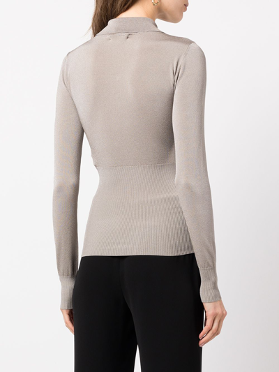 Shop Peter Do Classic-collar Front-button Knitted Top In Neutrals