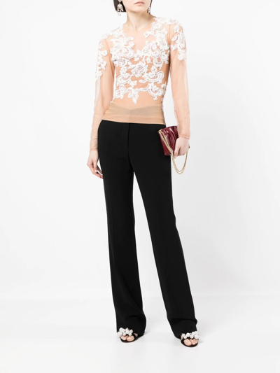 Shop Zuhair Murad Baroque-embroidered Silk Top In Pink