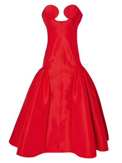Shop Carolina Herrera Women's Strapless Bustier Midi-dress In Poppy