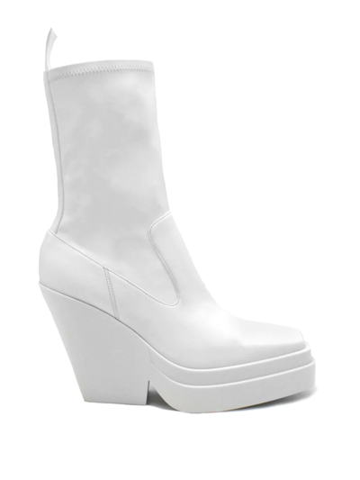 Shop Gia Borghini Women's Texan Platform Ankle Boots In Ivory