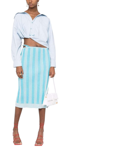 Shop Jacquemus Women's Blue Cotton Skirt