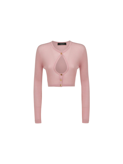 Shop Versace Women's Pink Wool Cardigan