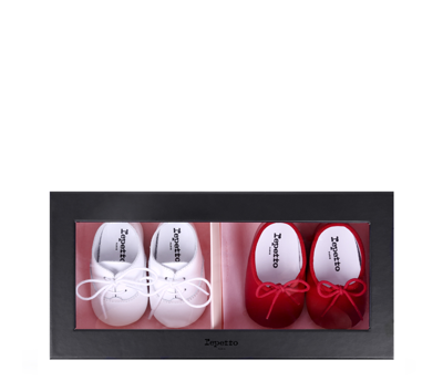 Shop Repetto Bibi + Lulu Ballerinas In White And Flammy Red
