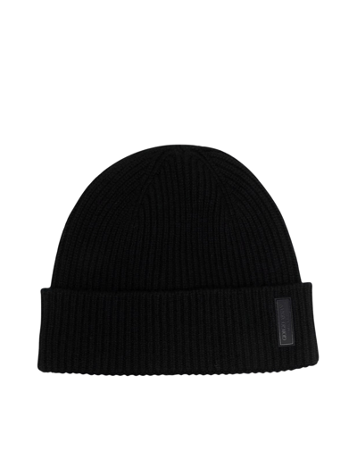 Shop Giorgio Armani Logo-patch Cashmere-knit Beanie In Black