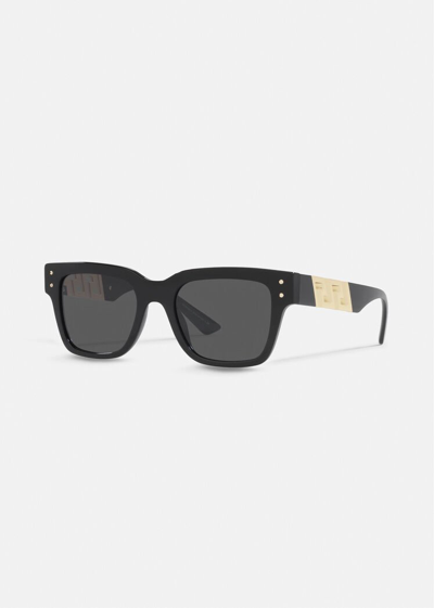 Shop Versace La Greca Sunglasses  Additional Fit, Male, Black, One Size