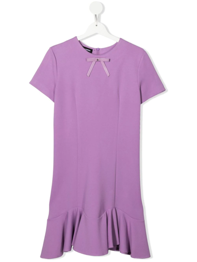 Shop Dsquared2 Teen Peplum Hem Dress In Purple